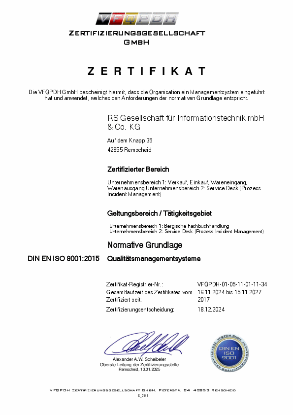 Zertifikat Bild eines Zertifikats